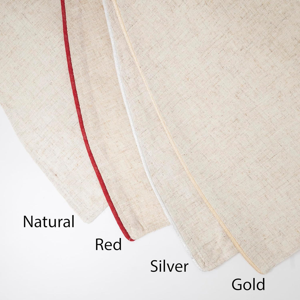 Linen Christmas Tree Skirt - Toscana Collection - Natural Solid Edge - Classic Holiday Farmhouse Décor, 72", Natural