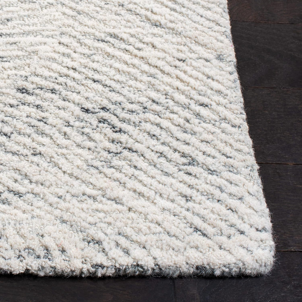 Metro 8' x 10' Dark GreyIvory Handmade Premium Wool Dining Area Rug