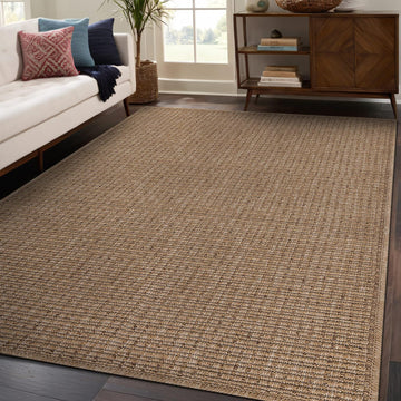 Easy Jute Natural Rug 6x9 Solid Washable Durable Outdoor Indoor Area Rugs for Living Dining Room Patio Office Stain