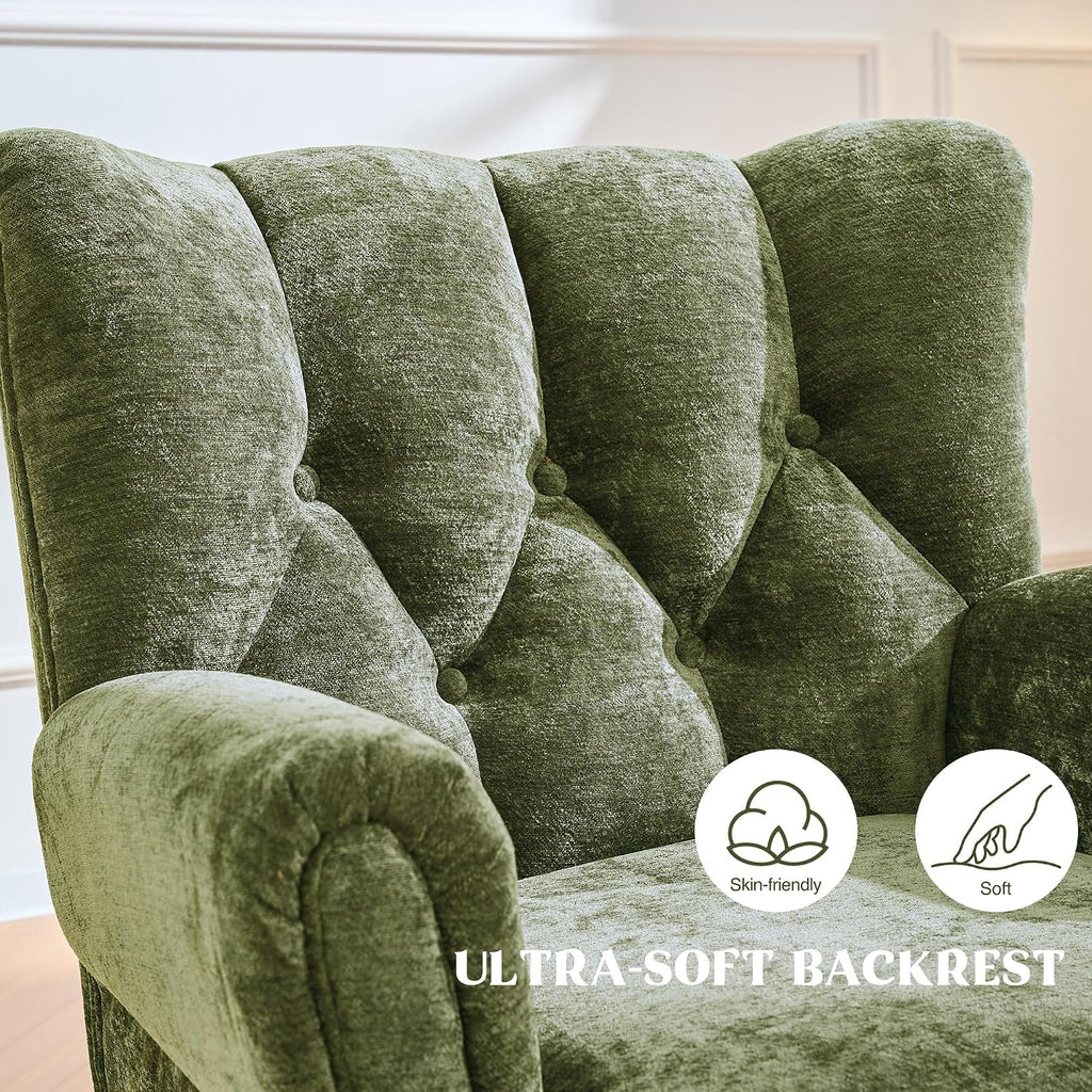 Wingback Accent Chairs , Mid-Century Modern Living Room Chairs, High Wingback Reading Chair, Chenille Tufted