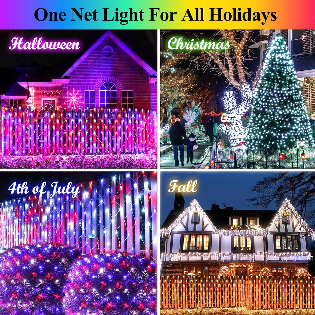 204 LED Christmas Net Lights Outdoor Connectable, 9.8FT x 6.6FT