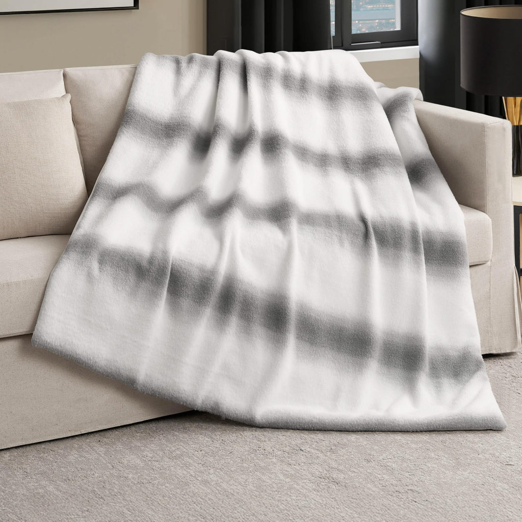 Faux Cashmere Throw Blanket, 50"x70", Ombre Stripe Gray