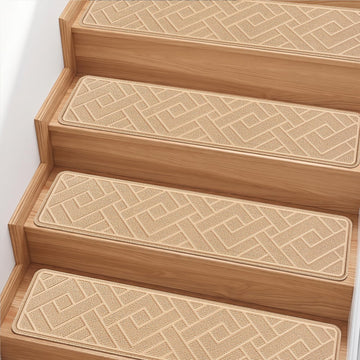 Non Slip Stair Treads for Wooden Steps, 15 Pack 8"x30", Beige