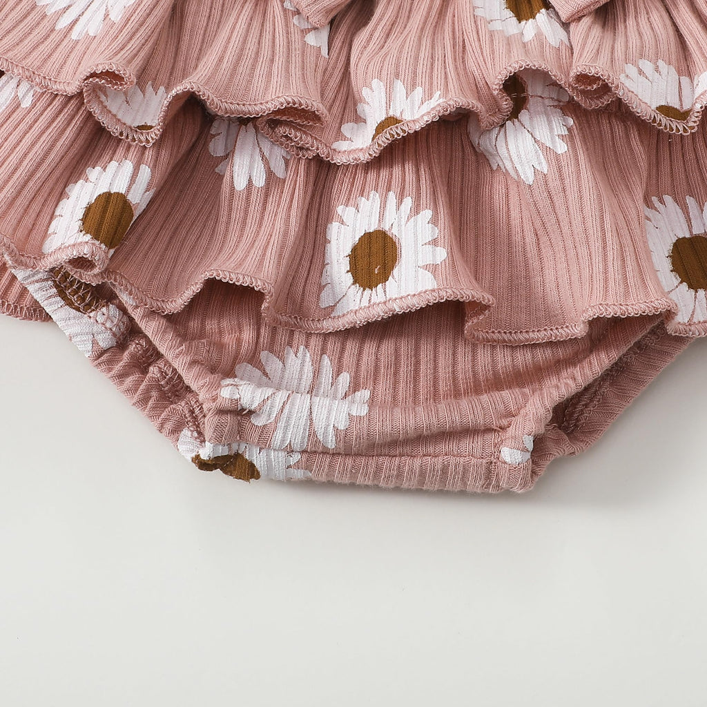 Aunties Bestie Baby Girl Clothes Aunt Saying Letter Romper Tiered Ruffle Daisy Skirt Skort Newborn Coming Home Outfit