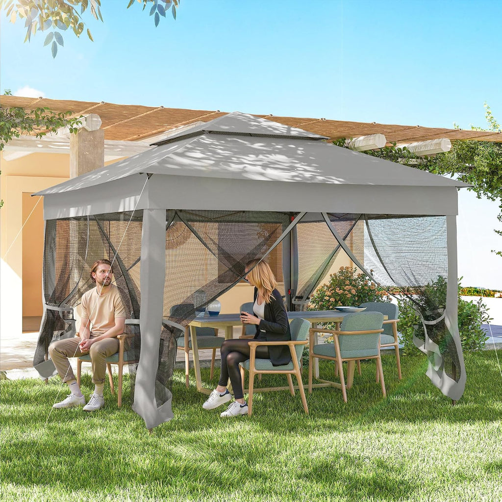 11' x 11' Pop Up Canopy, Outdoor Patio Gazebo Shelter with Removable Zipper Netting