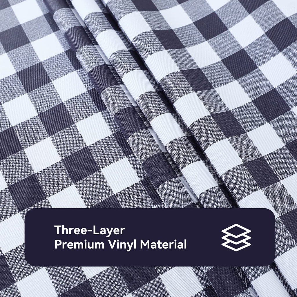 Gingham Vinyl Tablecloth, Rectangle 54 x 78, Navy Blue