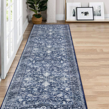 Hallway Runner 2x7 Washable Runner Rug Non-Slip Kitchen Rug, Blue