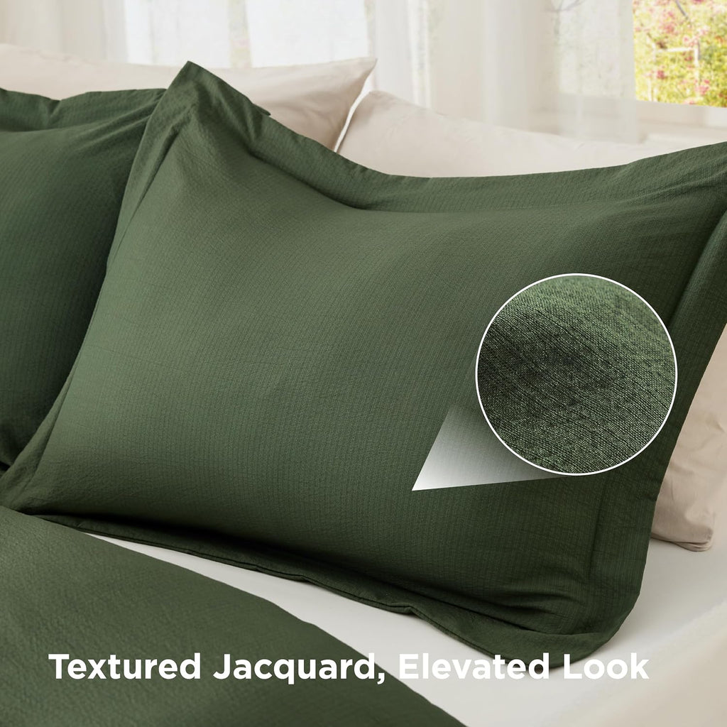 Textured Duvet Cover King - Cotton-Like Polyester Jacquard Duvet Cover Set for All Seasons - 3 Pieces Elevated Dobby