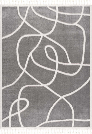 Pikes Living Room, Bedroom Area Rug - Abstract Swirl - Contemporary Modern Minimalist Boho Scandinavian - High Pile