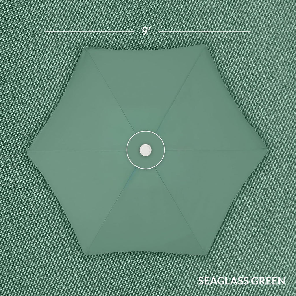 9ft Fringe Market Patio Umbrella - Outdoor Boho Tassel Sunshade for Table, Pool, Deck, Backyard - Seaglass