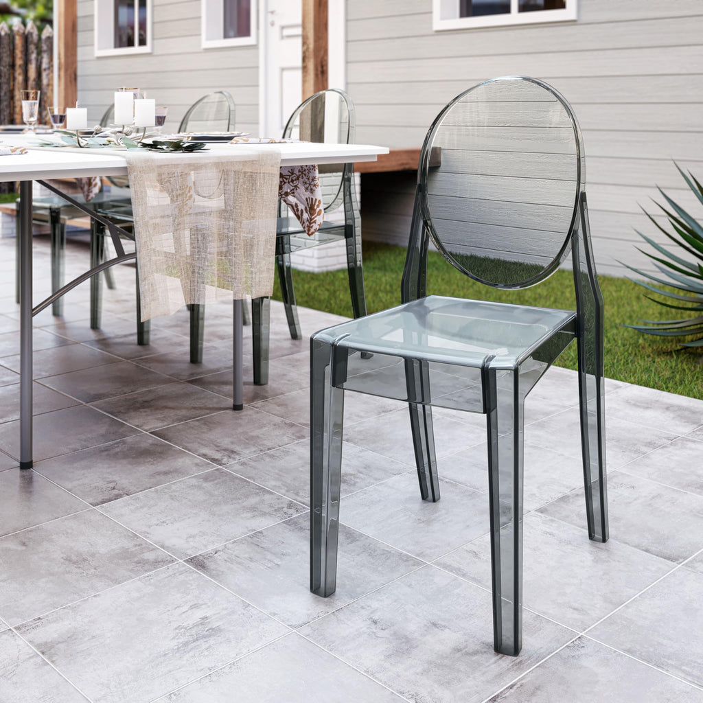 Ghost Chairs, Stackable Acrylic Event Chairs, Set of 4, Grey