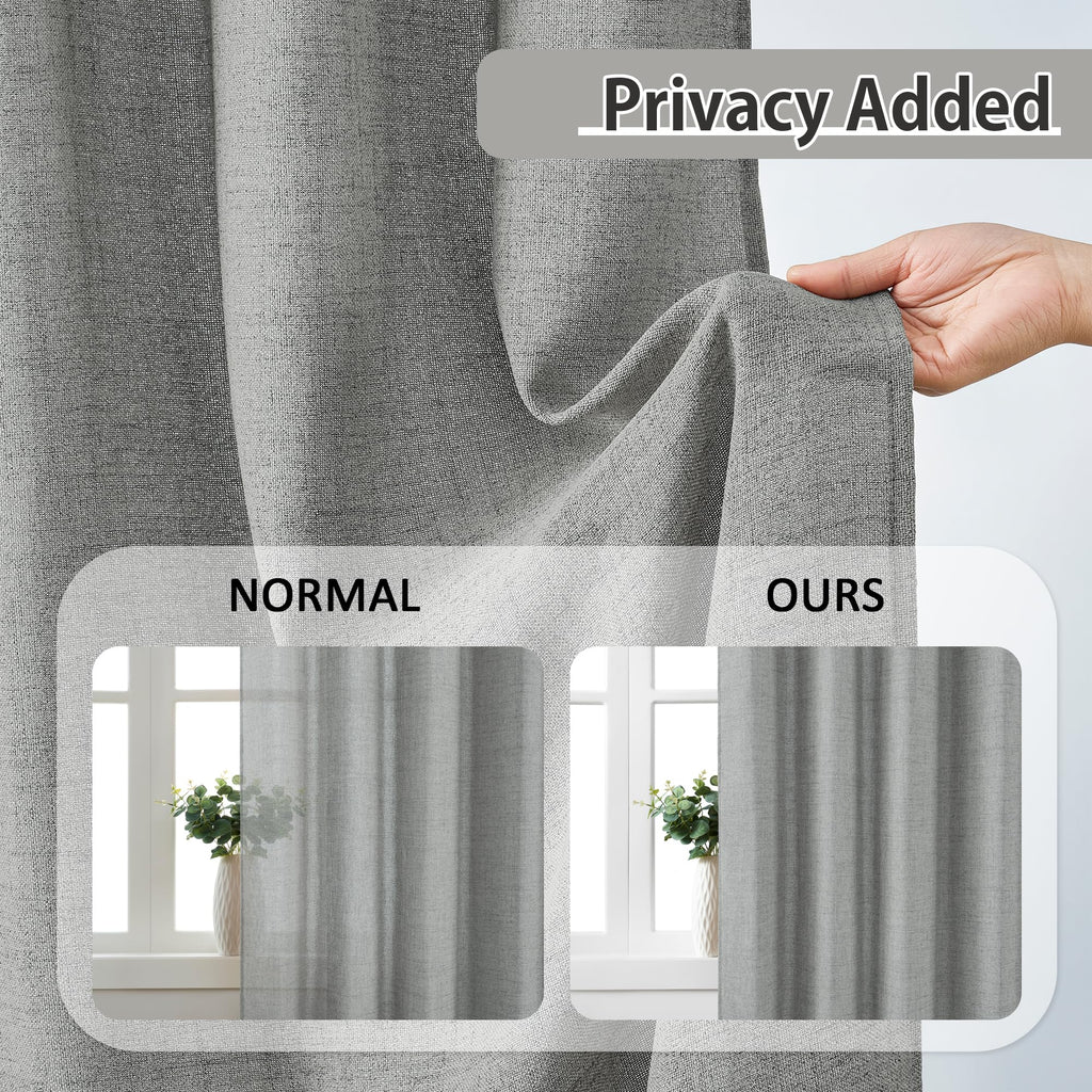 2 Panels Set Extra Long 130 Inch Curtains, Grey, 42" Wide by 130"