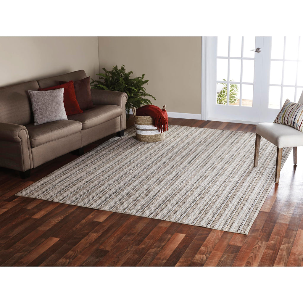 Carnival Stripe Non-Slip Recycled Random Earthtone Stripes Area Rug - Modern, Stain-Resistant, Ideal s &