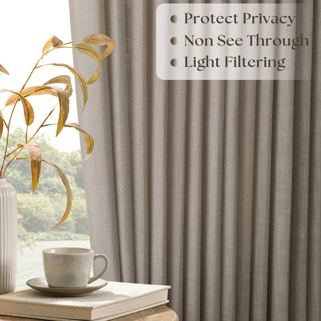 100 Inch Wide Curtains 84 Inches Long Linen Curtains Burlywood Birch