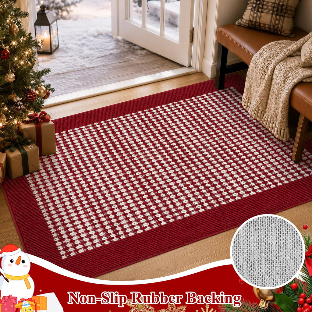 Christmas Indoor Doormat Washable Red Muddy Rugs for Dogs 32"x48"