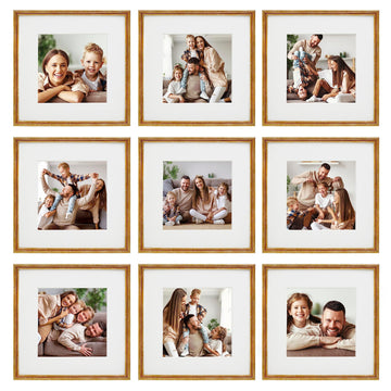 9 Piece Gallery Wall Frame Set, 12x12 Inch, Antique Bronze