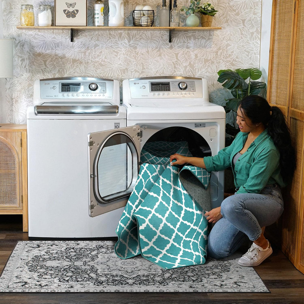 Washable Rug - Stain Resistant, Waterproof, Non-Slip - Pet & Family Friendly Machine Washable Indoor Rugs, RV