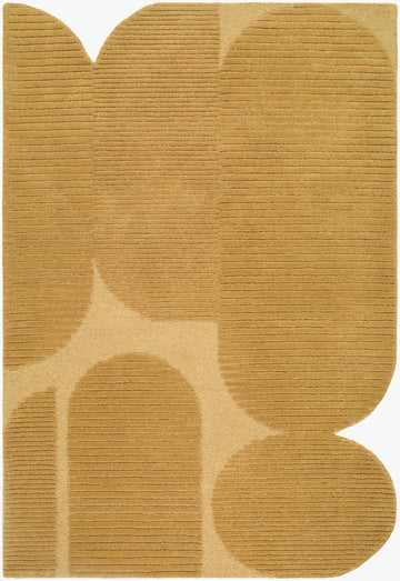 Patmos Wool Living Room, Bedroom Area Rug - Abstract Geometric Circles Striped - Contemporary Modern Minimalist Tone
