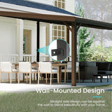 12' x 20' Lean to Gazebo, Wall Mounted Gazebos Pergola with Built in Drainage System, Galvanized Steel Roof