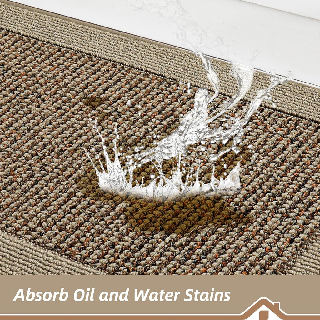 Kitchen Rugs Set of 2, Non Slip Washable, 24"x36"+24"x60", Taupe | Kitchen Mats for Floor, Extra Absorbent and Stain