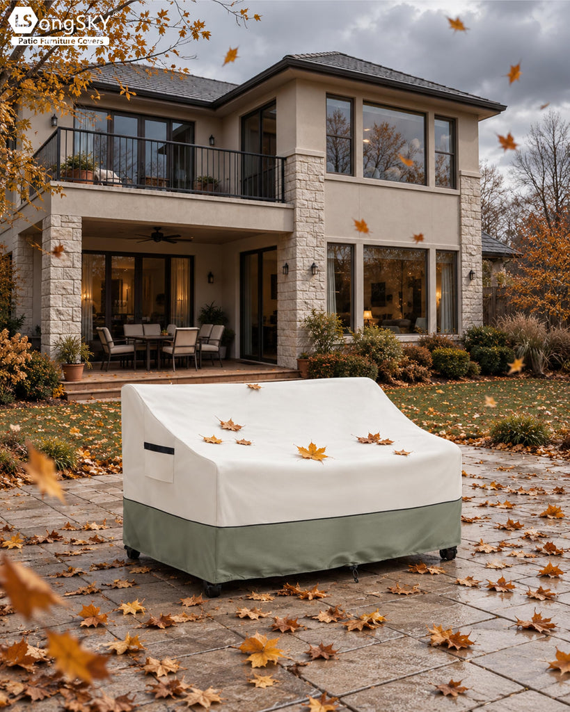85" Patio Sofa Cover, 600D Waterproof Outdoor Couch Cover, Beige