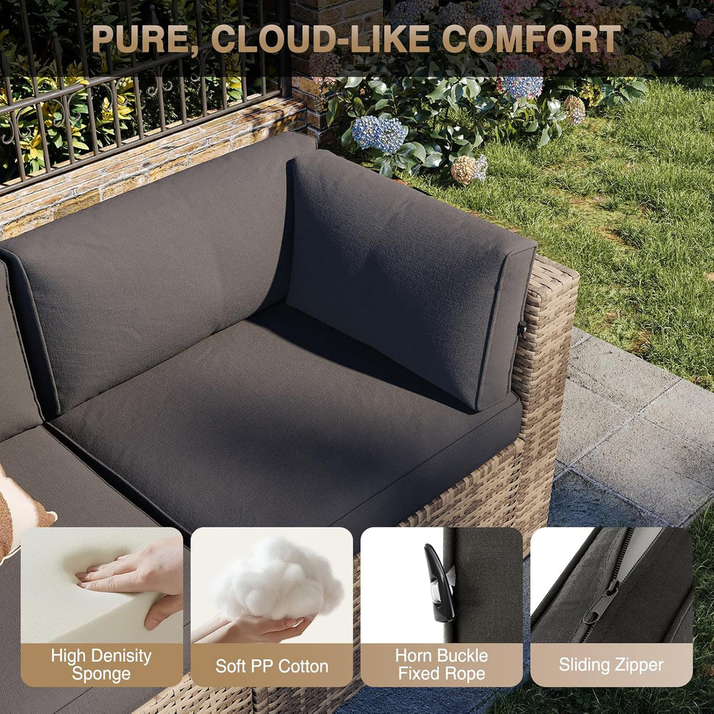 Patio Furniture Sets, 7-Piece Outdoor Furniture with Thick Cushions, Wicker Conversation Set Sectional Sofa for