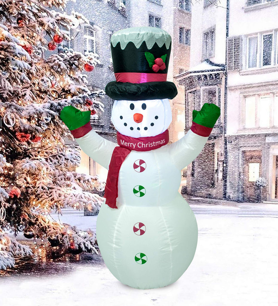 4FT Christmas Snowman Inflatable LED Lights Indoor Outdoor Yard Lawn Decoration Cute Fun Holiday Blow Up Party Display