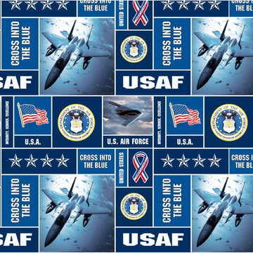 Fleece U.S. Air Force Blocks Multi, Fabric by the Yard
