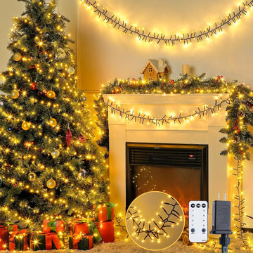 1000 LED 50ft Cluster Lights, Warm White Christmas Lights