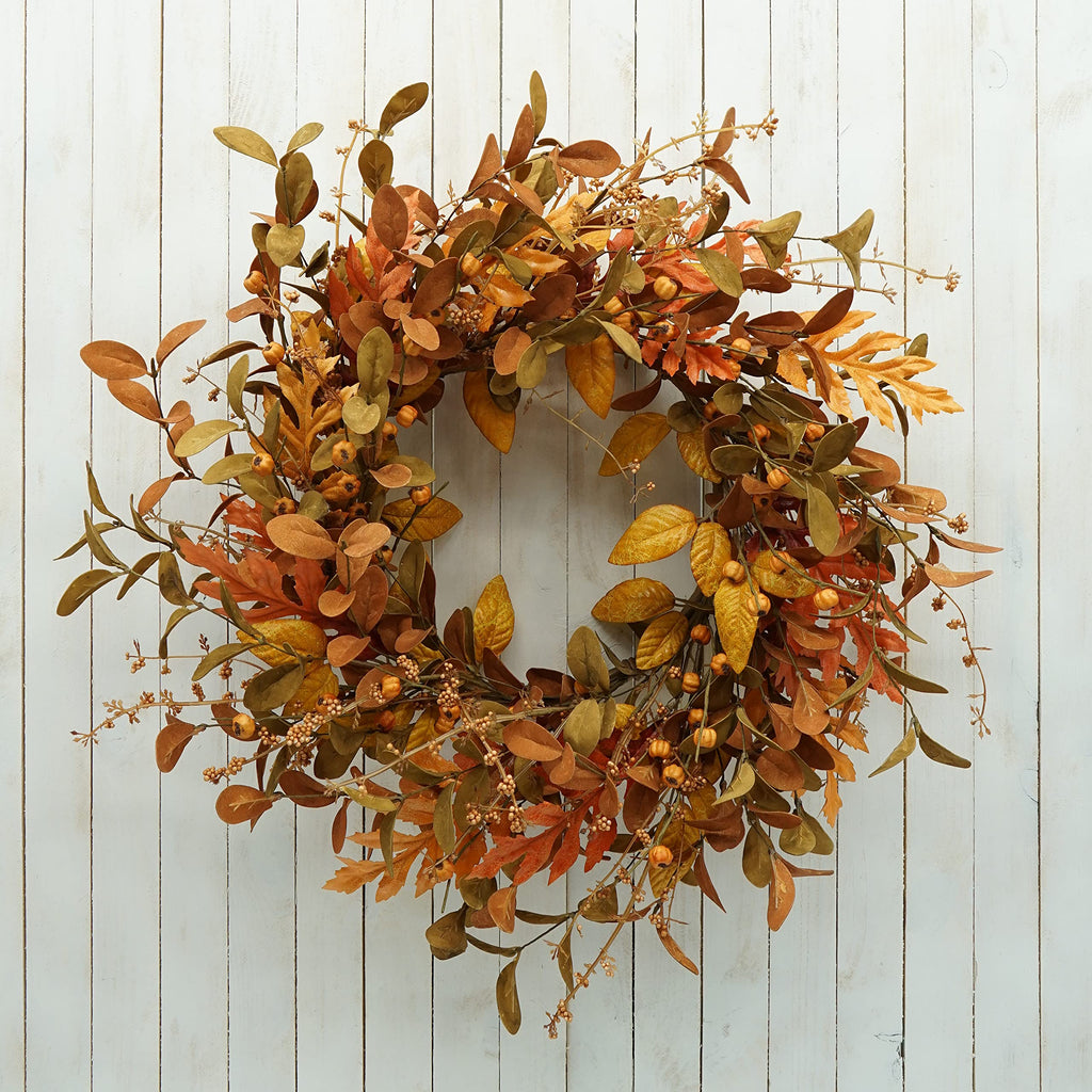 Artificial Fall Wreath for Front Door Autumn Wreath Decor