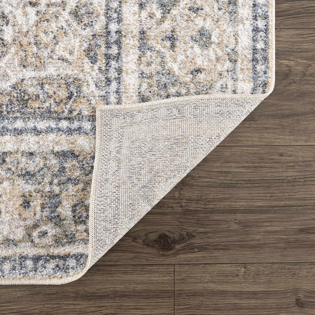 Arias Machine Washable Farmhouse Traditional Medallion Area Rug - Bohemain Vintage Distressed Bordered Carpet