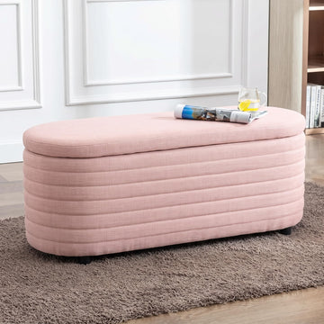 45.5" Modern Storage Ottoman Bench, Pink