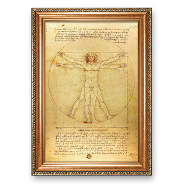 The Vitruvian Man by Leonardo da Vinci, Gold Embossed Framed Art