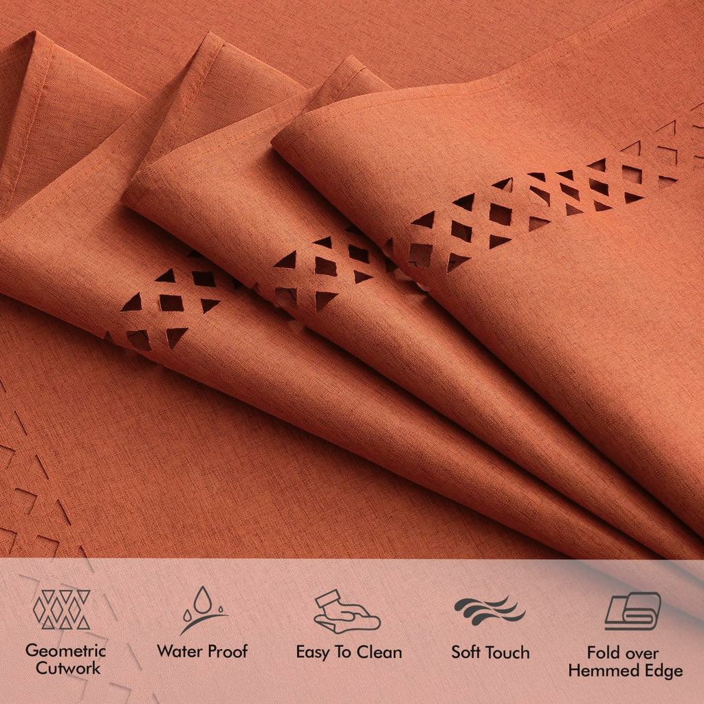 Burnt Orange Fall Rectangle Tablecloth with Cutouts 60x84 Inch