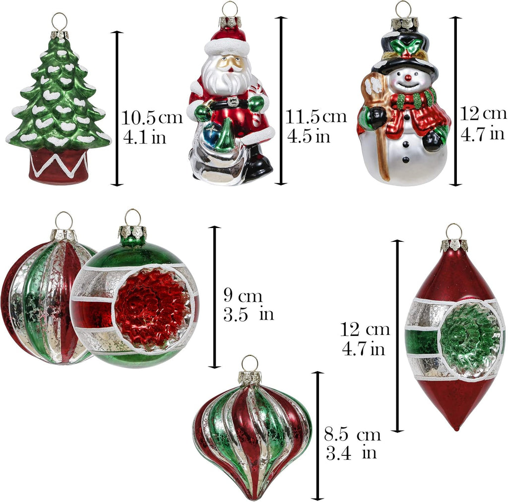 10ct Christmas Glass Ornaments Tree Decorations Set