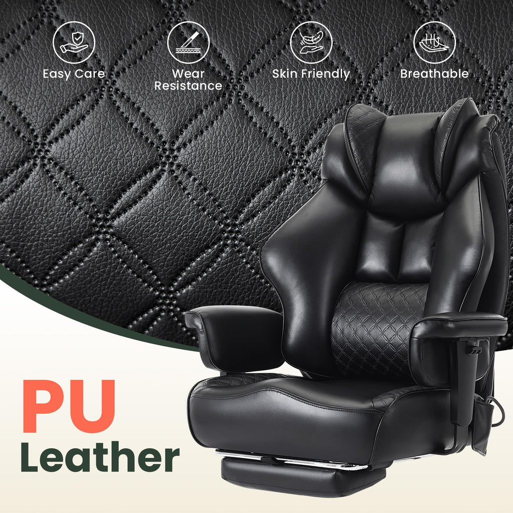 500lbs Big and Tall Office Chair Adjustable Lumbar Support, Extra Wide Seat Ergonomic Gaming Chair with Footrest