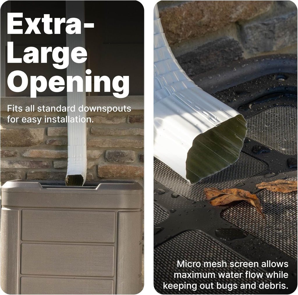 Lakewood Rain Barrel with Stand, Outdoor Water Conservation Container, Holds 60 Gallons, Brown