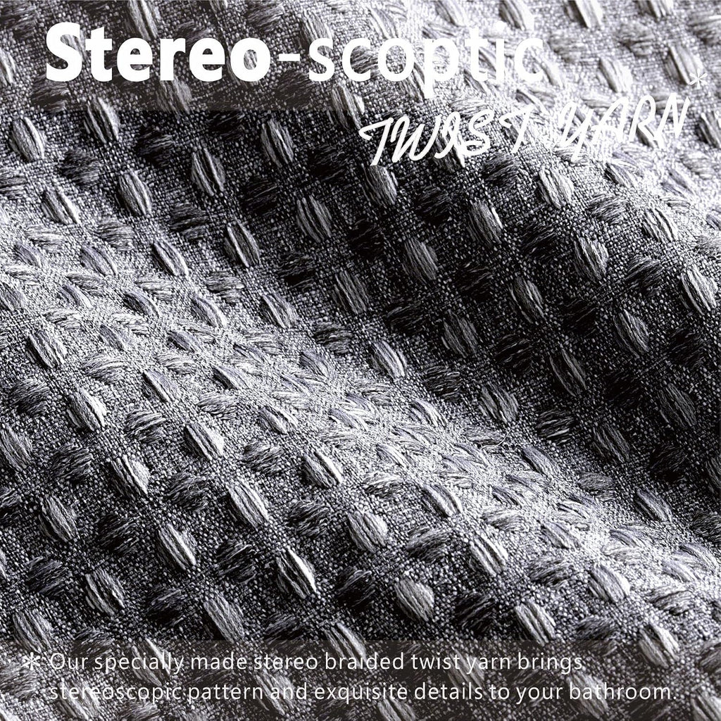 Dark Grey Bathroom Shower Curtain: Water Repellent Heavy Duty - 72"Lx72"W | Waffle Weave Textured 256GSM Weighted