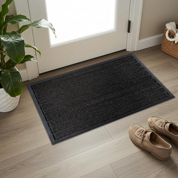 Extra Durable Door Mat Outside Entrance (36" x 24", Bright Black)