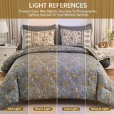 Dinjoy Boho Comforter Set Queen,Beige Brown Bedding Paisley Floral 7 Piece Bed in a Bag Reversible Lightweight