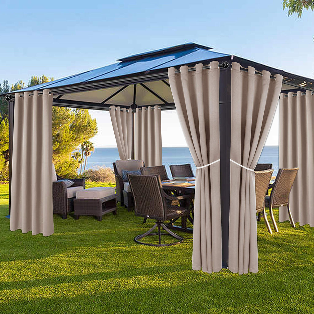 Waterproof Indoor/Outdoor Curtains - Thermal Insulated, Sun Blocking Blackout Curtains, Porch, Living Room, Pergola