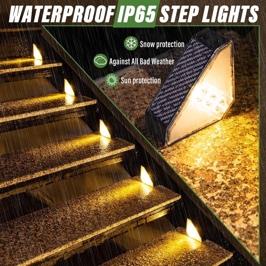 Solar Step Lights Suitable for Garden Patio Stair Decor Warm White-10P