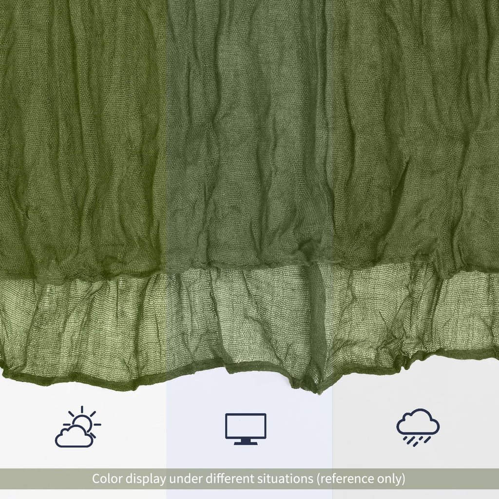 12 Pack Olive Green Table Runner 10Ft Cheesecloth Table Runner Rustic Gauze Table Runners Romantic Long Sheer Fabric