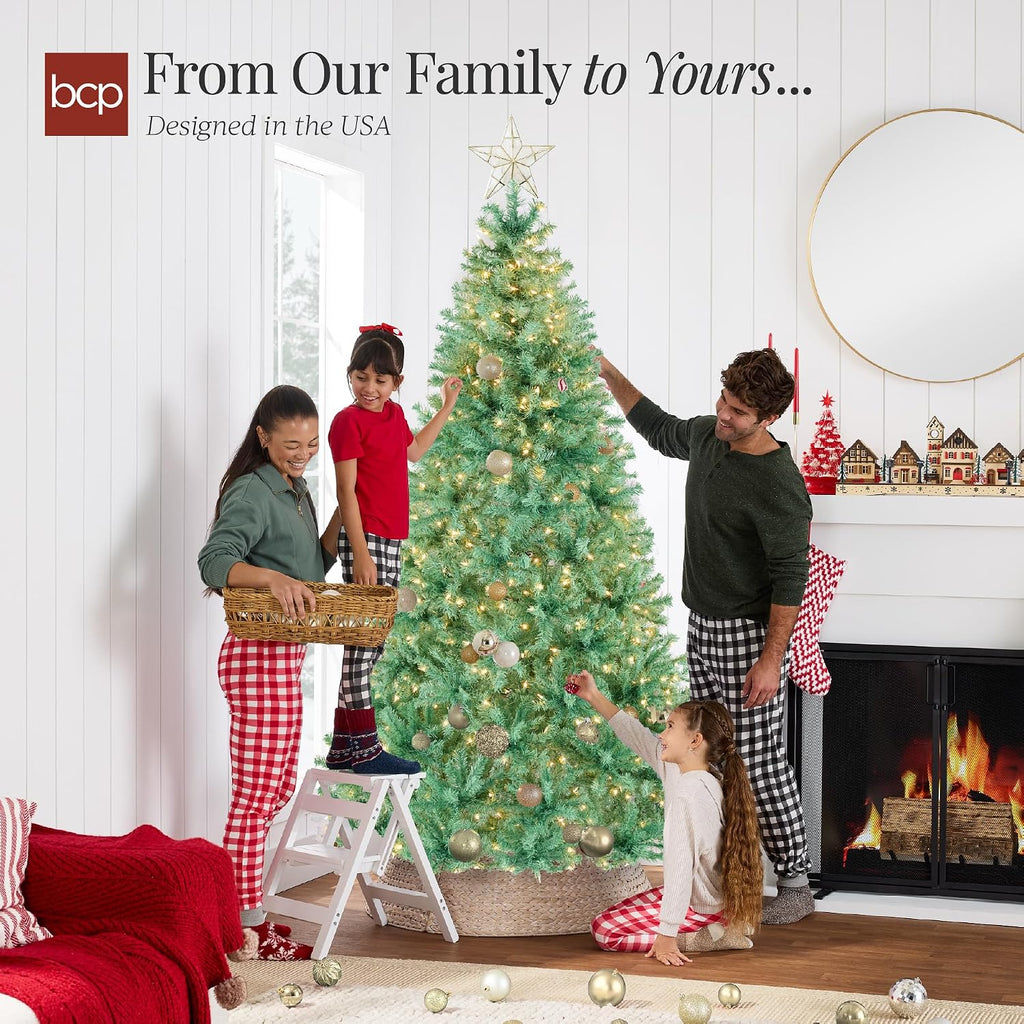 Pre-Lit Sage Green Christmas Tree, Full Artificial Holiday Decoration w/ 2,000 Branch Tips, 900 Lights, Foldable