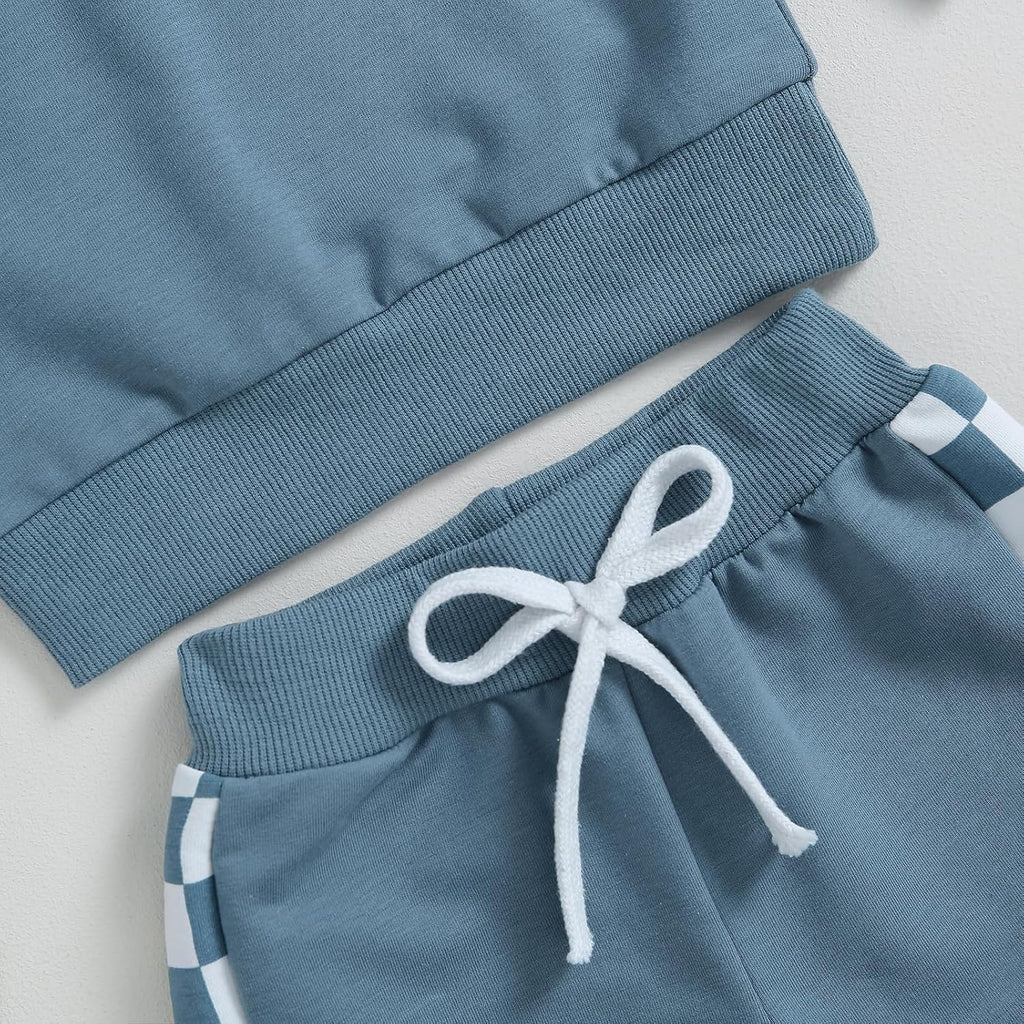 Toddler Baby Boy Fall Winter Outfit Contrast Color Long Sleeve Sweatshirts Stretch Jogger Pants Newborn Clothes Set
