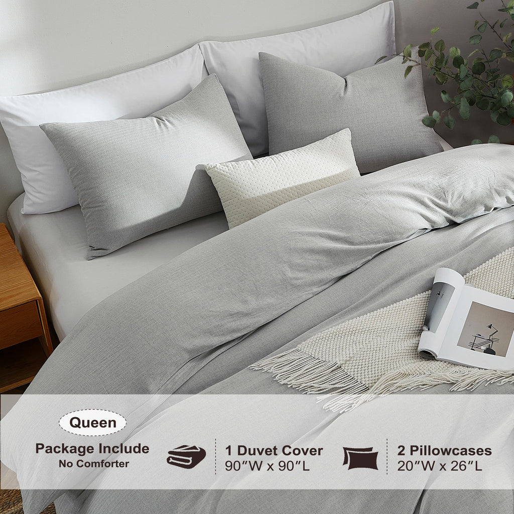 Duvet Cover, Cotton Linen Blend, 2 Pieces, Linen Grey