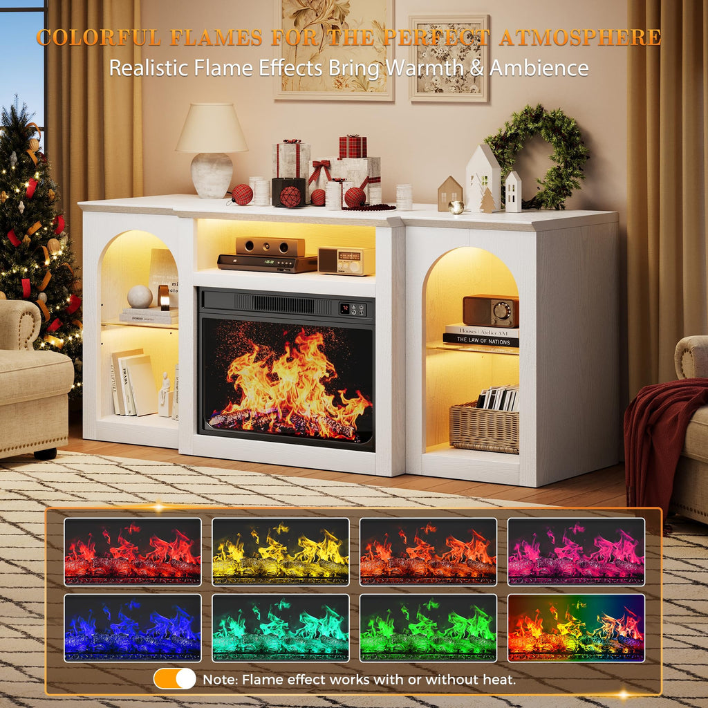 White Electric Fireplace TV Stand Entertainment Center with Fireplace for for TVs up to 65", Fire Place TV Stands