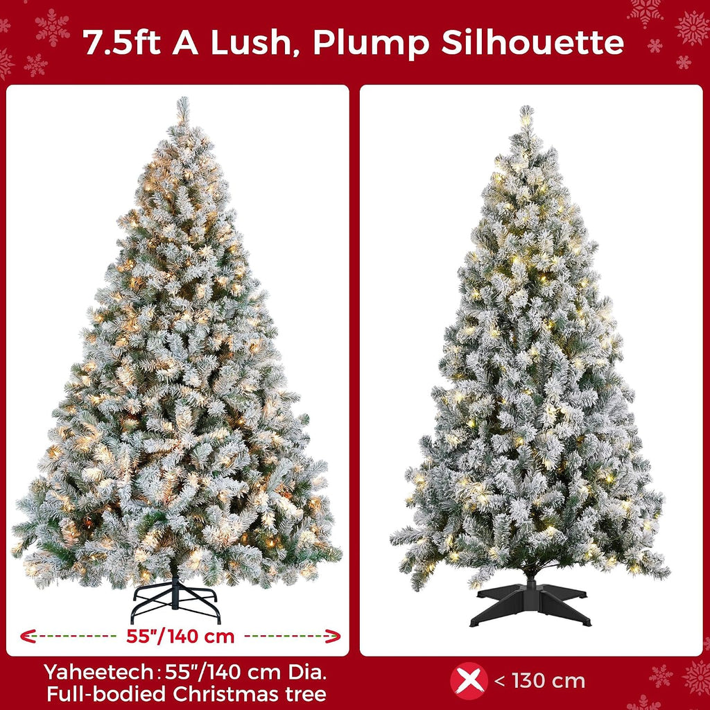 Pre-Lit Snow Flocked Artificial Christmas Tree, 550 Lights