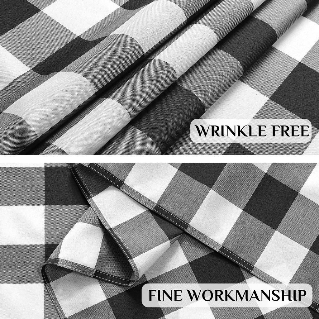 Gingham Tablecloth Rectangle, Black and White, 60 x 84 Inch