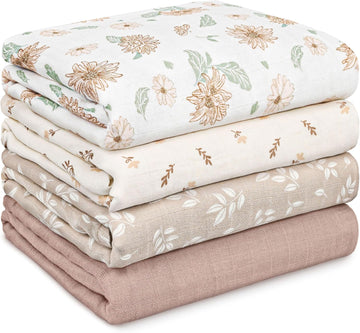 Muslin Swaddle Blankets 4Pk Receiving Blanket Large 35" x 40"